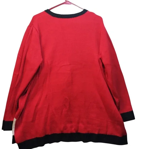 Holiday Time Womens Red Jingle Bells Reindeer Ugly Christmas Sweater 3X - Picture 4 of 4